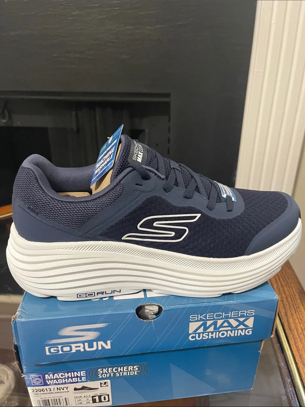 Skechers Navy and White GO RUN Max Cushioning Sneaker